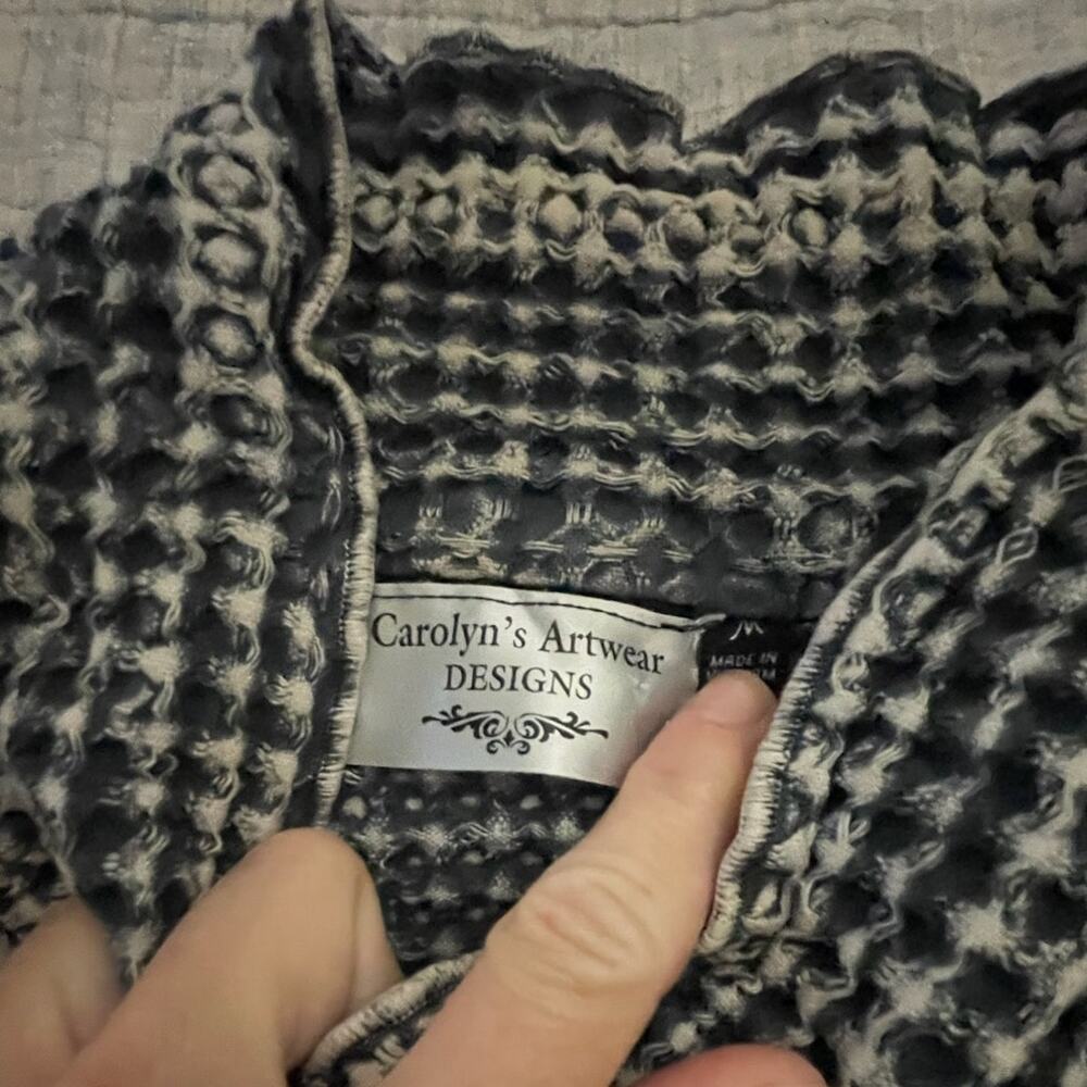 Cottagecore Patchwork Waffle Knit Button Light Ja… - image 5